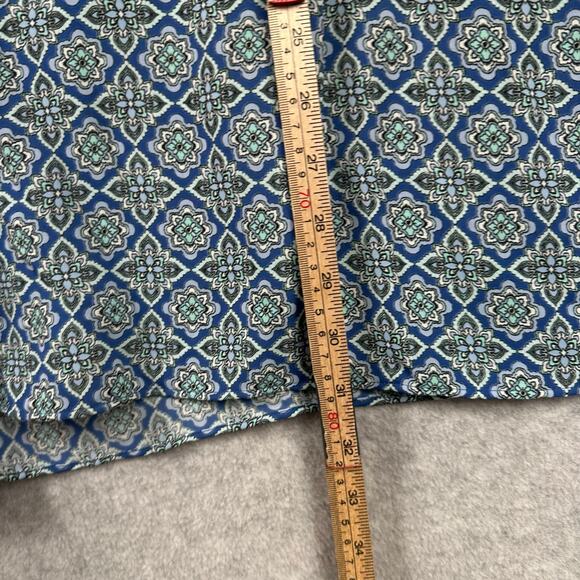 J. Jill Floral Blouse Size 3x Blue Geometric Bell Sleeve Pleated Career Workwear - Picture 11 of 12